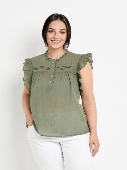 Blusa de voile de algodón sin mangas - AFIBEL - Kiabi