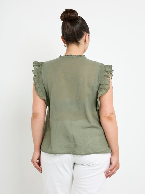 Blusa de voile de algodón sin mangas - AFIBEL - Kiabi