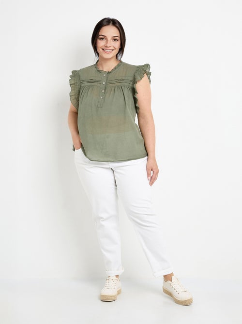 Blusa de voile de algodón sin mangas - AFIBEL - Kiabi