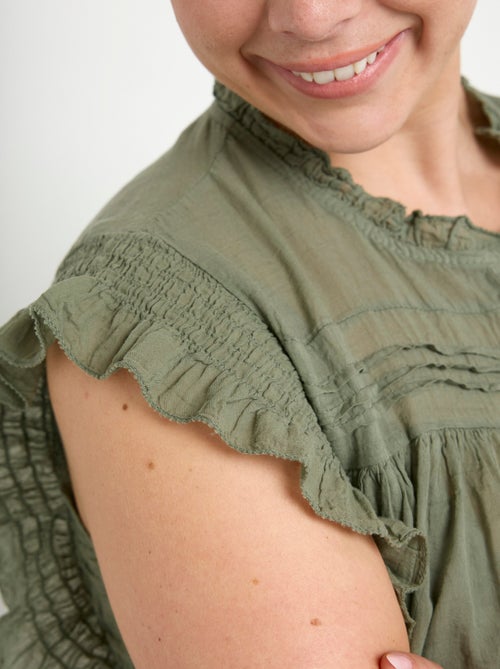 Blusa de voile de algodón sin mangas - AFIBEL - Kiabi