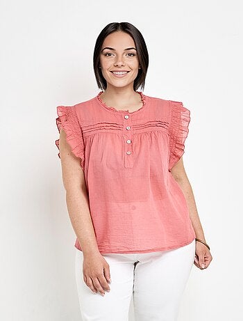 Blusa de voile de algodón sin mangas - AFIBEL