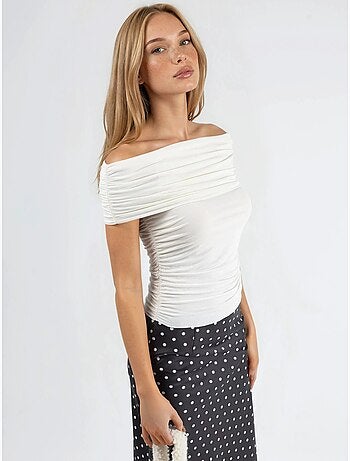 Blusa drapeada con hombros descubiertos busem