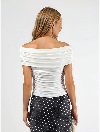 Blusa drapeada con hombros descubiertos busem