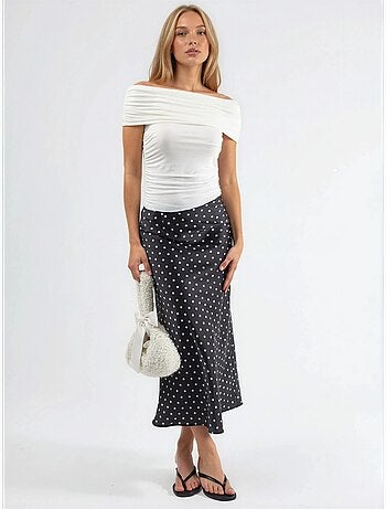 Blusa drapeada con hombros descubiertos busem