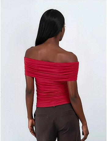 Blusa drapeada con hombros descubiertos busem