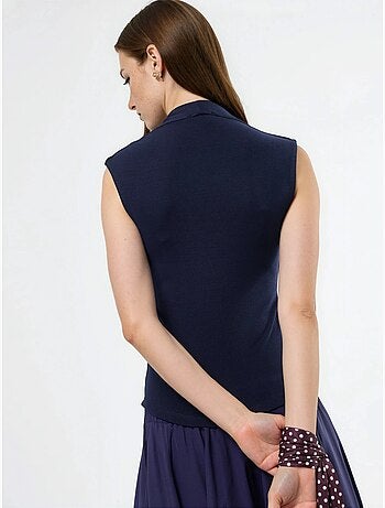 Blusa drapeada sin mangas con cuello en v busem