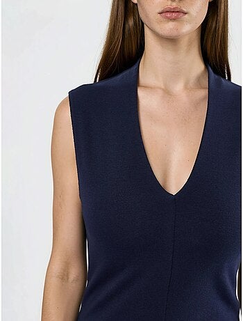 Blusa drapeada sin mangas con cuello en v busem