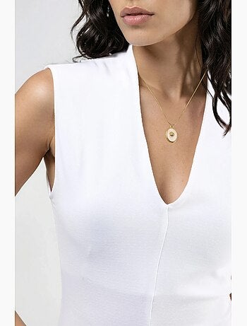Blusa drapeada sin mangas con cuello en v busem