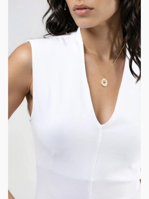 Blusa drapeada sin mangas con cuello en v busem - Kiabi Blusa drapeada sin mangas con cuello en v busem - Kiabi
