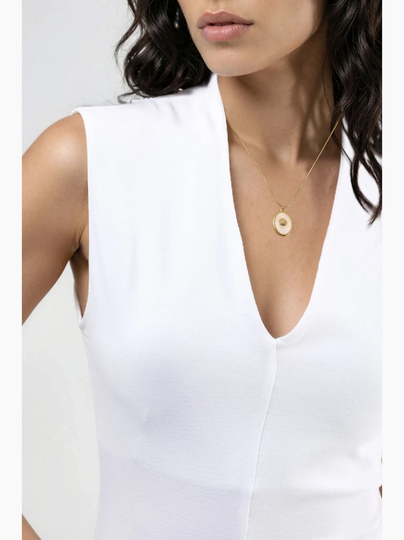 Blusa drapeada sin mangas con cuello en v busem Blanco - Kiabi
