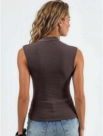 Blusa drapeada sin mangas con cuello en v busem
