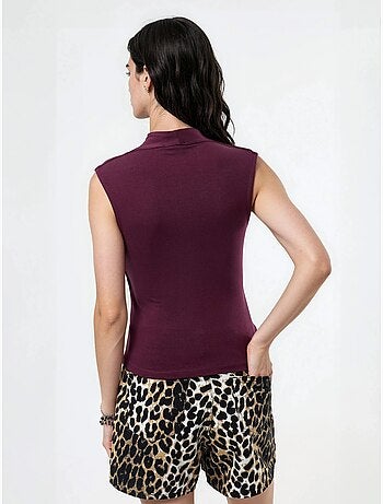 Blusa drapeada sin mangas con cuello en v busem