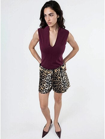 Blusa drapeada sin mangas con cuello en v busem