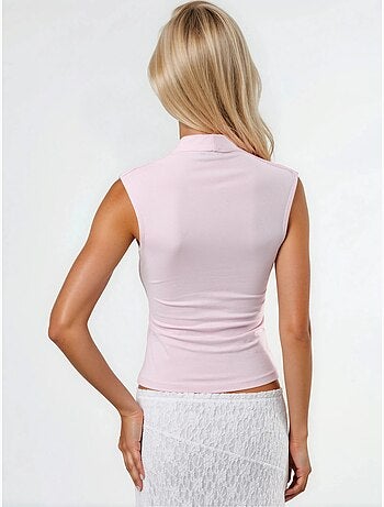 Blusa drapeada sin mangas con cuello en v busem
