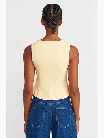 Blusa entallada sin mangas con escote cuadrado dilvin