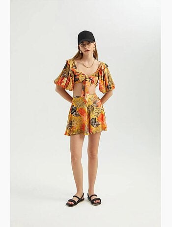 Blusa escote corazón lazo mangas abullonadas hiccup