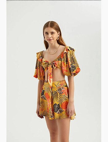 Blusa escote corazón lazo mangas abullonadas hiccup