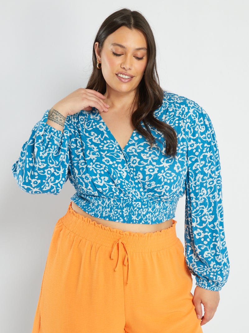 Blusa estampada AZUL - Kiabi