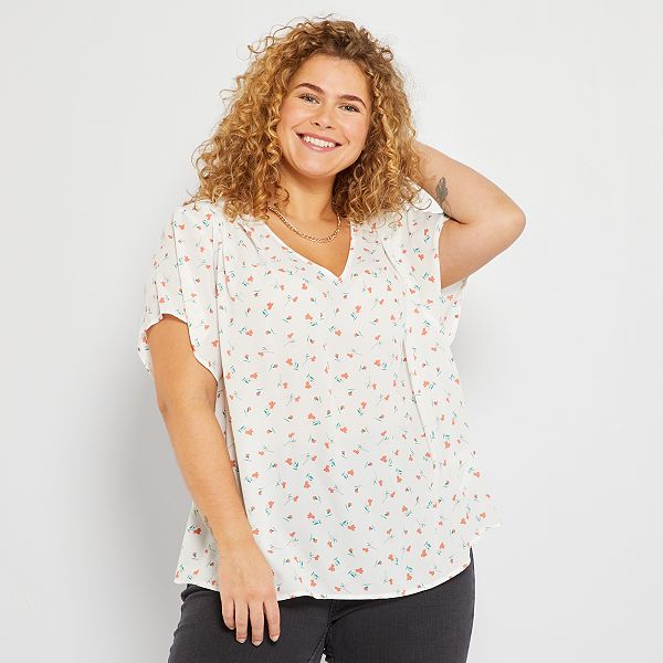 Blusa estampada tallas grandes mujer - BLANCO - Kiabi - 15,00€