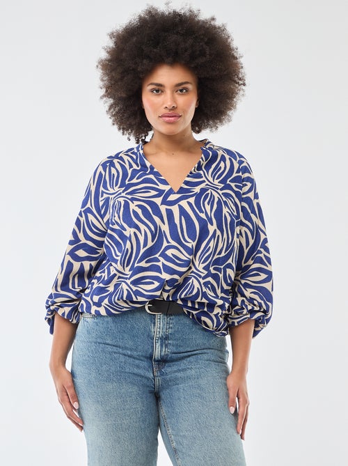 Blusa estampada con cuello en pico - Kiabi