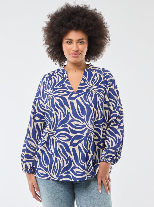 Blusa estampada con cuello en pico - Kiabi