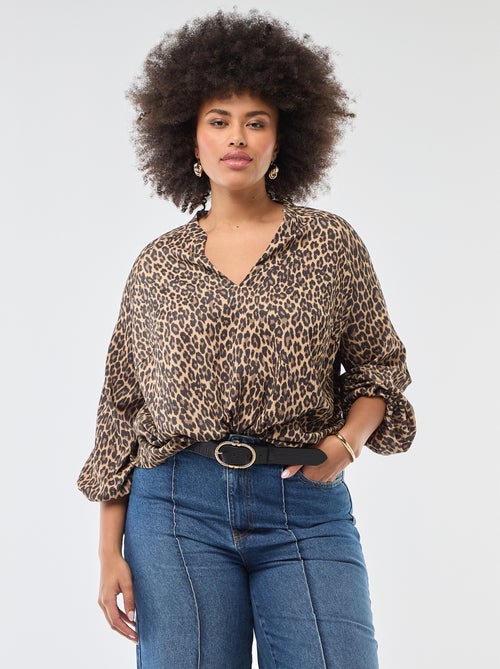 Blusa estampada con cuello en pico - Kiabi