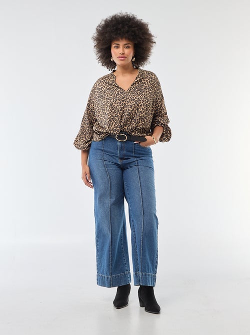 Blusa estampada con cuello en pico - Kiabi
