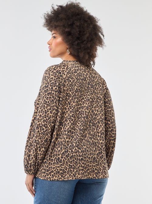 Blusa estampada con cuello en pico - Kiabi
