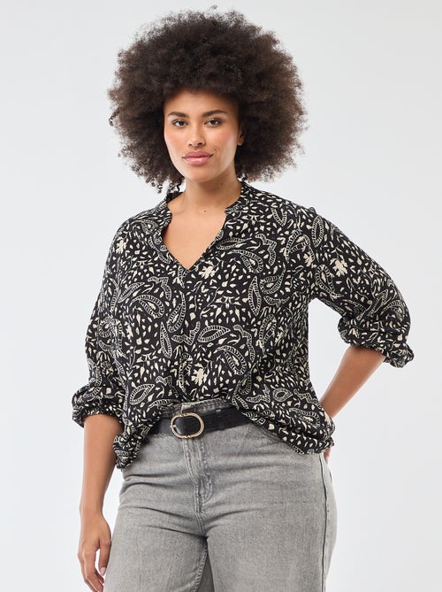 Blusa estampada con cuello en pico - Kiabi