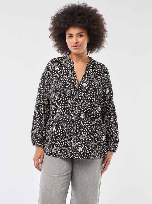 Blusa estampada con cuello en pico - Kiabi