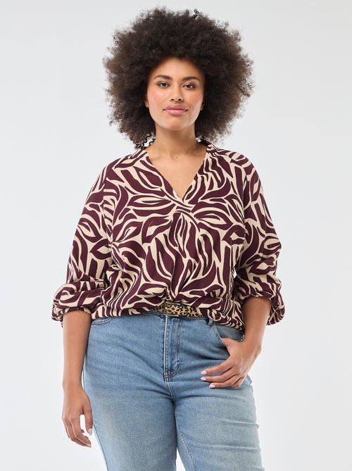 Blusa estampada con cuello en pico - Kiabi