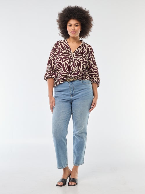 Blusa estampada con cuello en pico - Kiabi