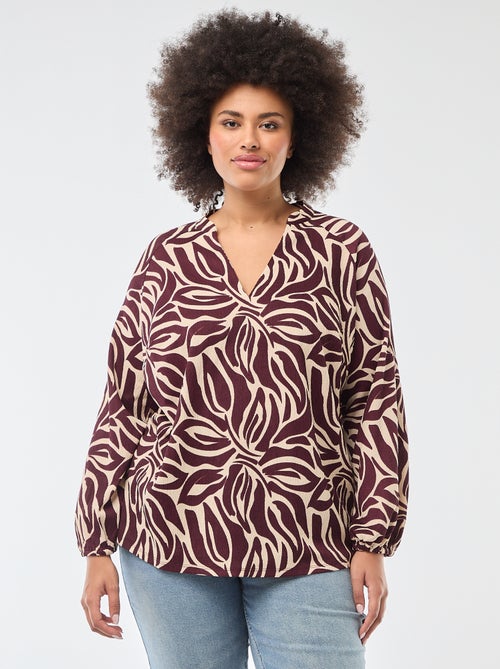Blusa estampada con cuello en pico - Kiabi