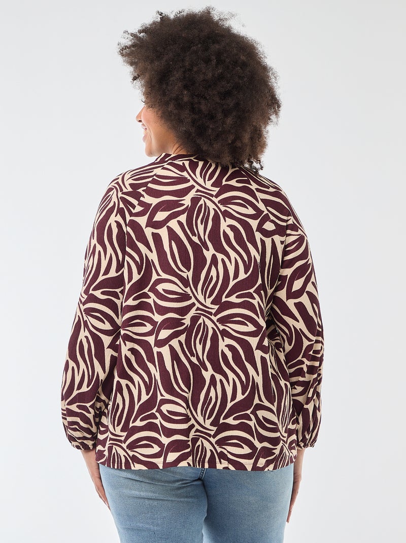 Blusa estampada con cuello en pico Rojo - Kiabi