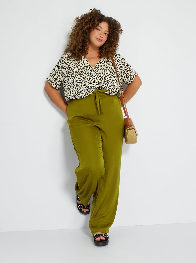Blusa estampada con cuello sastre BLANCO - Kiabi