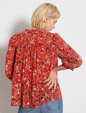 Blusa estampada de gasa - Kiabi
