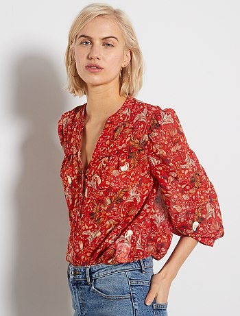 Blusa estampada de gasa - Kiabi