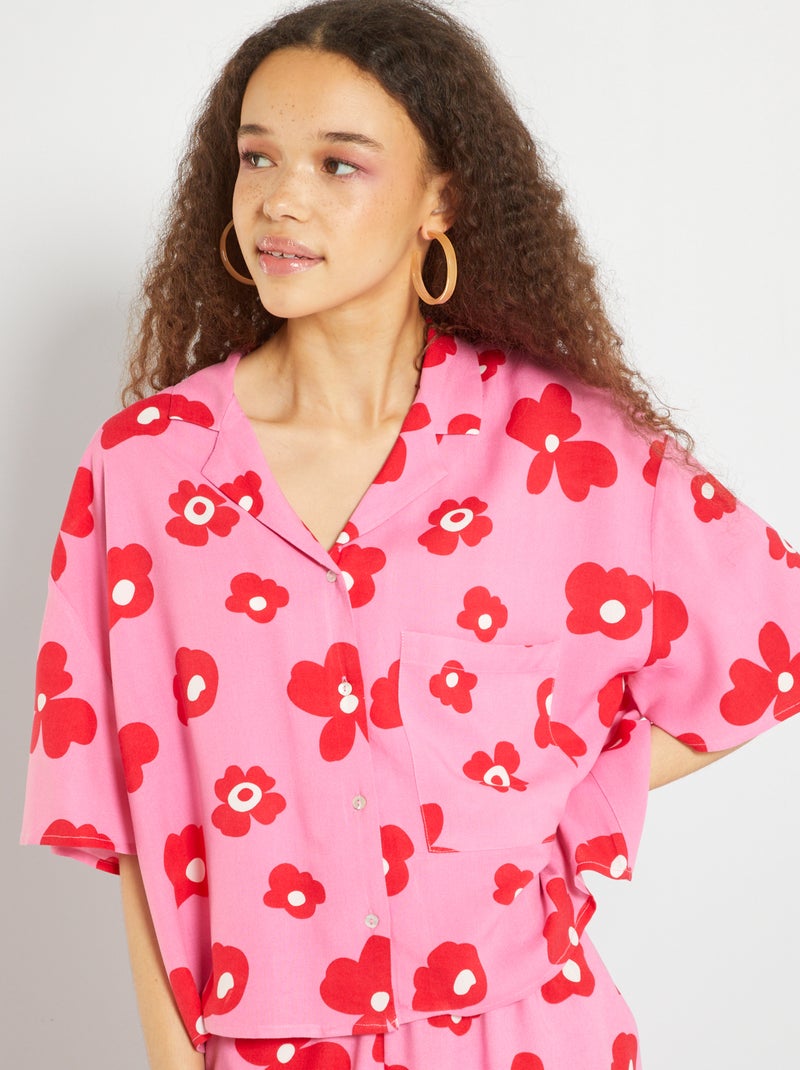 Blusa estampada de manga corta ROSA - Kiabi