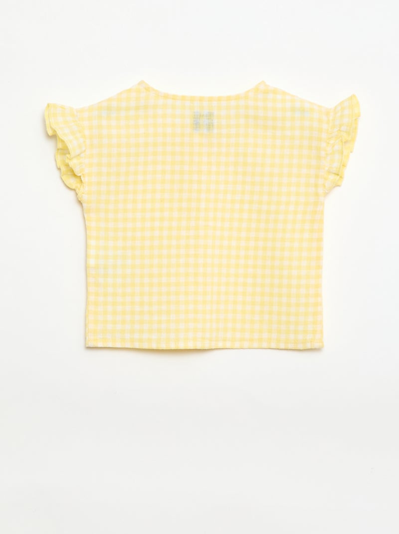 Blusa estampada de vichy Amarillo - Kiabi