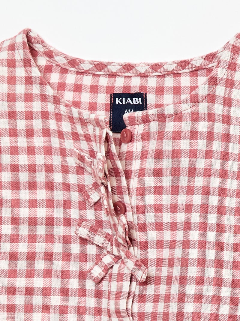 Blusa estampada de vichy Rosa - Kiabi