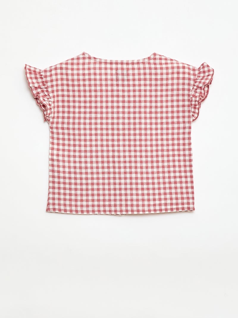 Blusa estampada de vichy Rosa - Kiabi