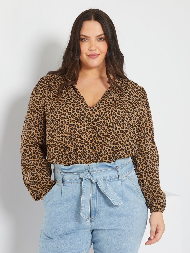 Blusa estampada 'leopardo' MARRON - Kiabi