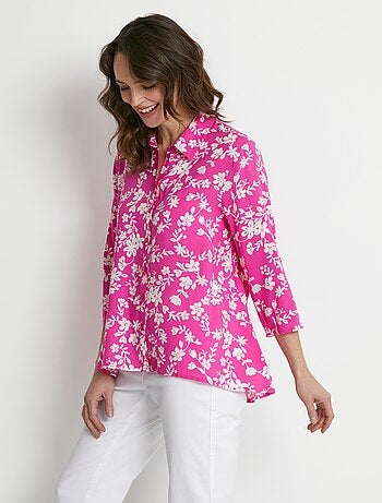 Blusa estampada manga 3/4 espalda larga - Afibel