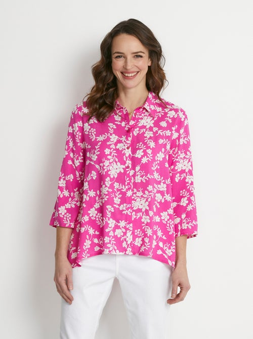 Blusa estampada manga 3/4 espalda larga - Afibel - Kiabi