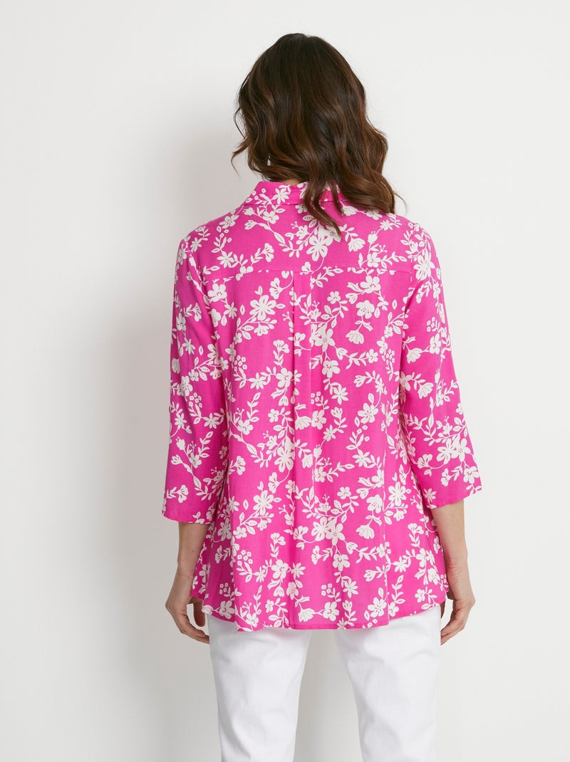 Blusa estampada manga 3/4 espalda larga - Afibel Rosa fucsia - Kiabi