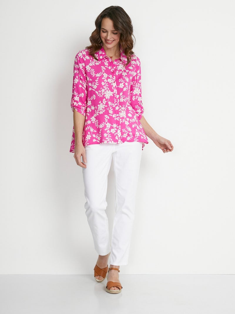 Blusa estampada manga 3/4 espalda larga - Afibel Rosa fucsia - Kiabi