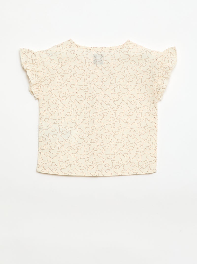 Blusa estampada 'pájaros' Blanco - Kiabi