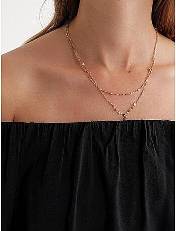 Blusa fina de modal y poliéster con cuello madonna y detalle de volante mixray