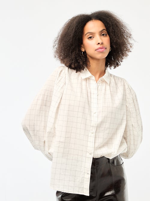 Blusa fluida con estampado de cuadros - Kiabi