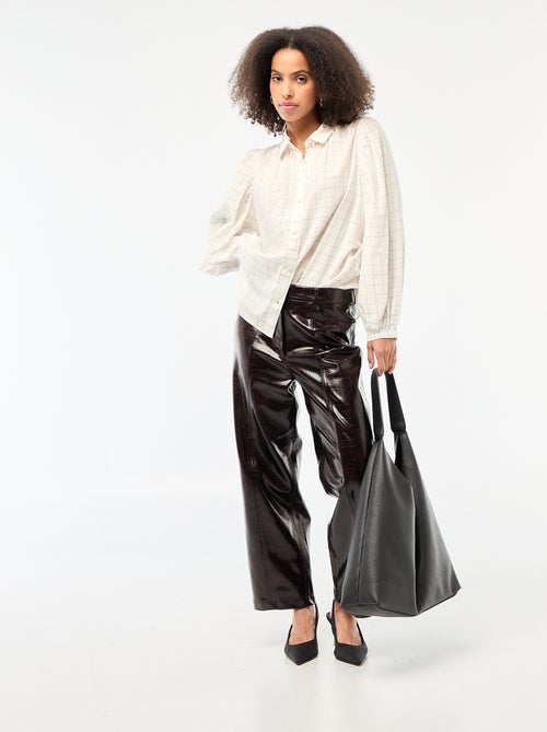 Blusa fluida con estampado de cuadros - Kiabi